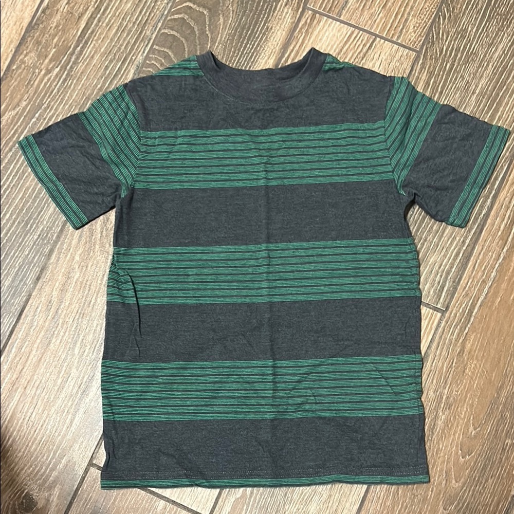 Striped Green and Gray Kids T-Shirt